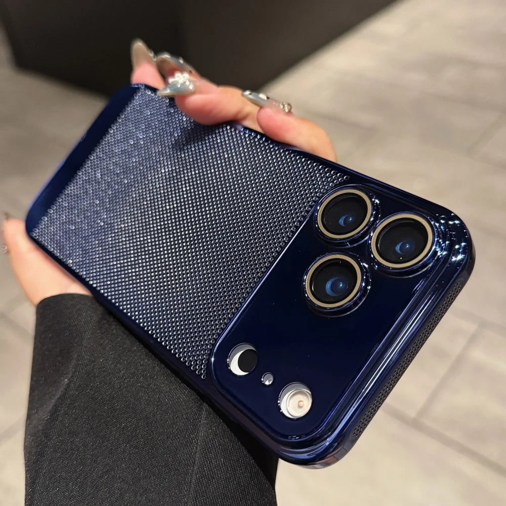 Plating Heat Dissipation Cooling Hollow Case For iPhone 11 12 13 14 15 16 Plus 17 Pro Max Air Camera Protection Shockproof Cover