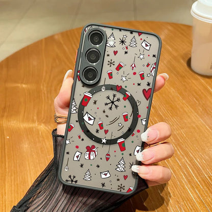 Magnetic For Magsafe Cartoon Christmas Case For Samsung Galaxy S25 S24 Ultra S25 Edge S23 S22 Plus S21 FE A54 A55 A56 5G Funda