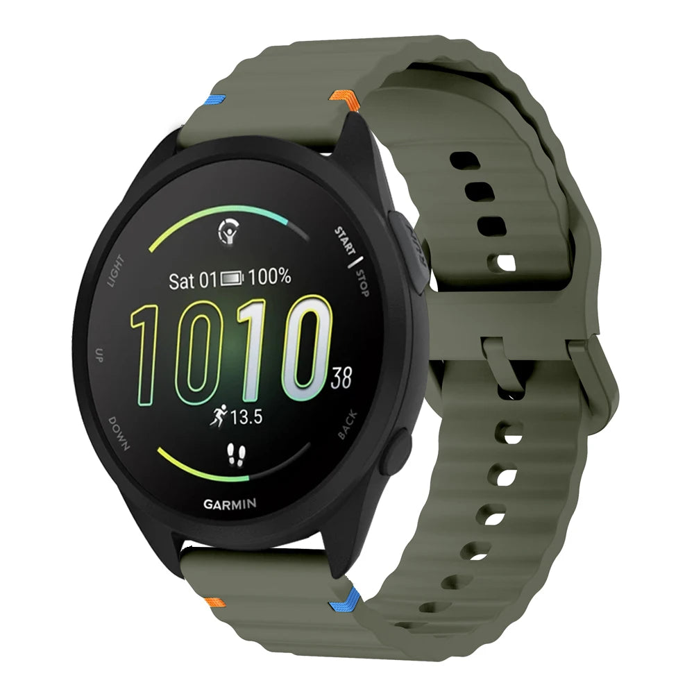 20mm Silicone Stitch Strap For Garmin Forerunner 165 Band for Vivoactive 5 3 Venu Sq 2 245 645 Approach S40 Bracelet Watchband