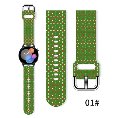 20MM Christmas Series 4 Printed strap for Samsung Galaxy Watch 7/6 40mm 44mm Band Replaceable Bracelet for Xiaomi Huawei Watch