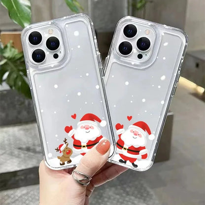 For iPhone 17 16 15 14 13 12 11 Pro Max Case Christmas Snowy Santa Claus Reindeer Cover For iPhone 16 15 14 Plus 16E 17 Air Case