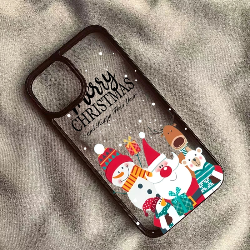 Christmas Tree Santa Claus Clear Phone Case For iPhone 17 16 Pro 16 Plus 16 15 14 13 12 11 Pro Max 17 Air 16E Protective Cover