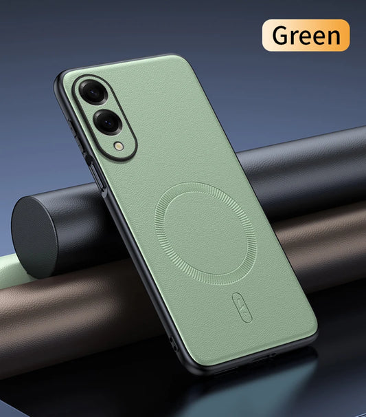 For Samsung S25 Edge Case Magnetic Leather Shield Cover For Samsung S25 Edge Anti-Fingerprint Non-Slip PC+TPU