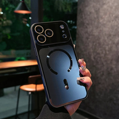 Big Window Blue Ray Magnetic Phone Case For iPhone 17 13 14 15 16 17 Pro Max Magsafe Bling Original Charging Protector Cover