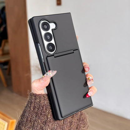 Flip Slot Card Wallet Clip Stand Phone Case For Samsung Galaxy Z Fold 7 6 5G Fold6 ZFold6 zfold6 Solid Color PC Protective Cover