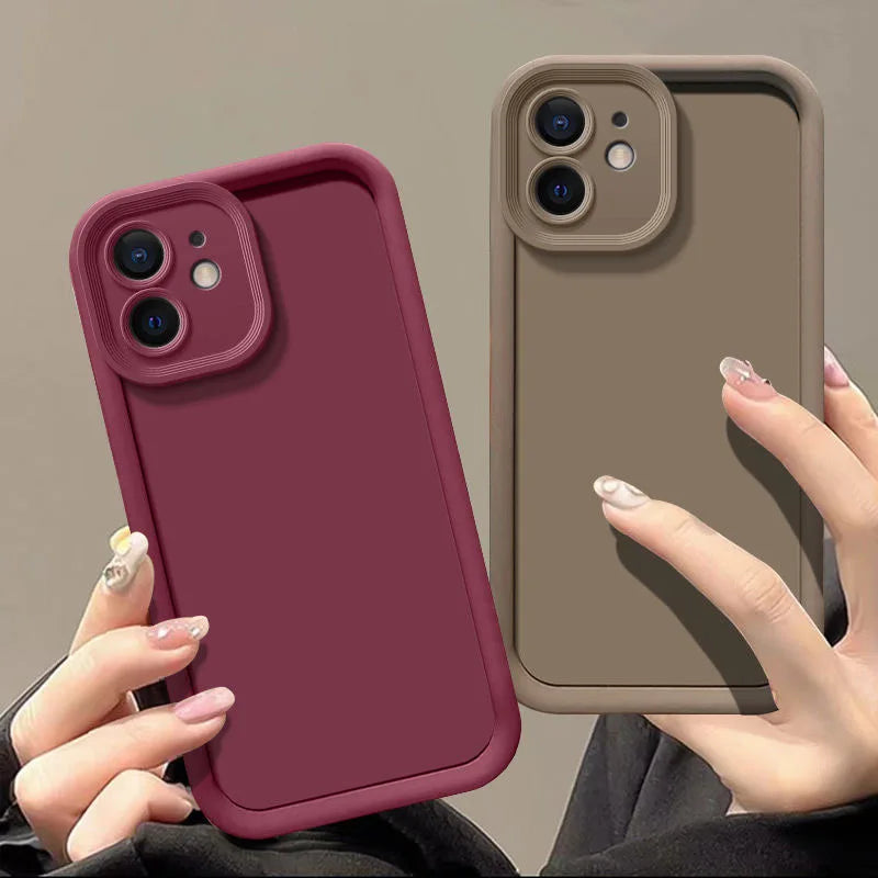 Candy Color Soft TPU Case For iPhone 16 14 15 Pro Plus 13 12 11 Pro Max 16e 8 XR X XS SE Shockproof Silicone Phone Cover Fundas