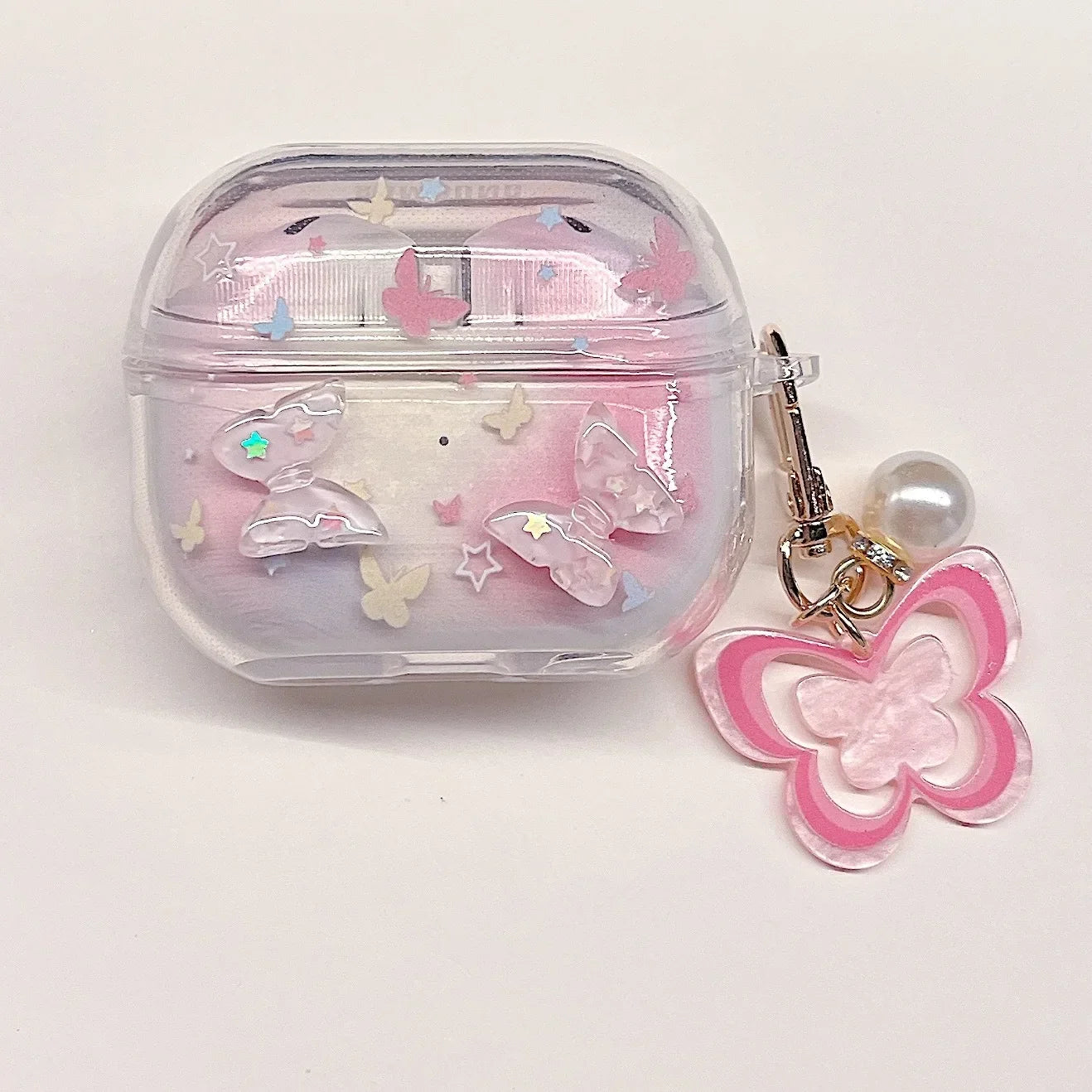 TPU Flower Earphone Case for Samsung Galaxy Buds 3 Pro for  Samsung Galaxy Bugs 3 Earphone Cover with Keychain