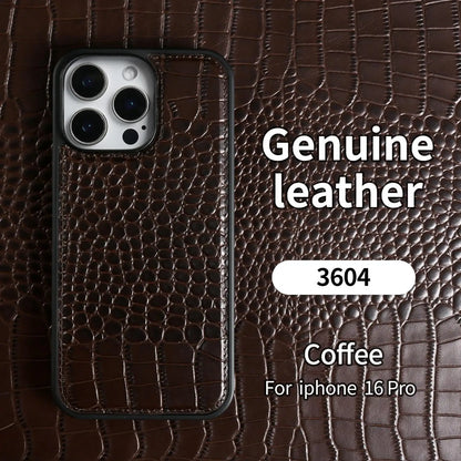 Premium Crocodile Pattern Genuine Leather Case For iPhone 16 Pro Max 15 14 13 12 11 XR Cowhide Back Cover Shell Protective Capa