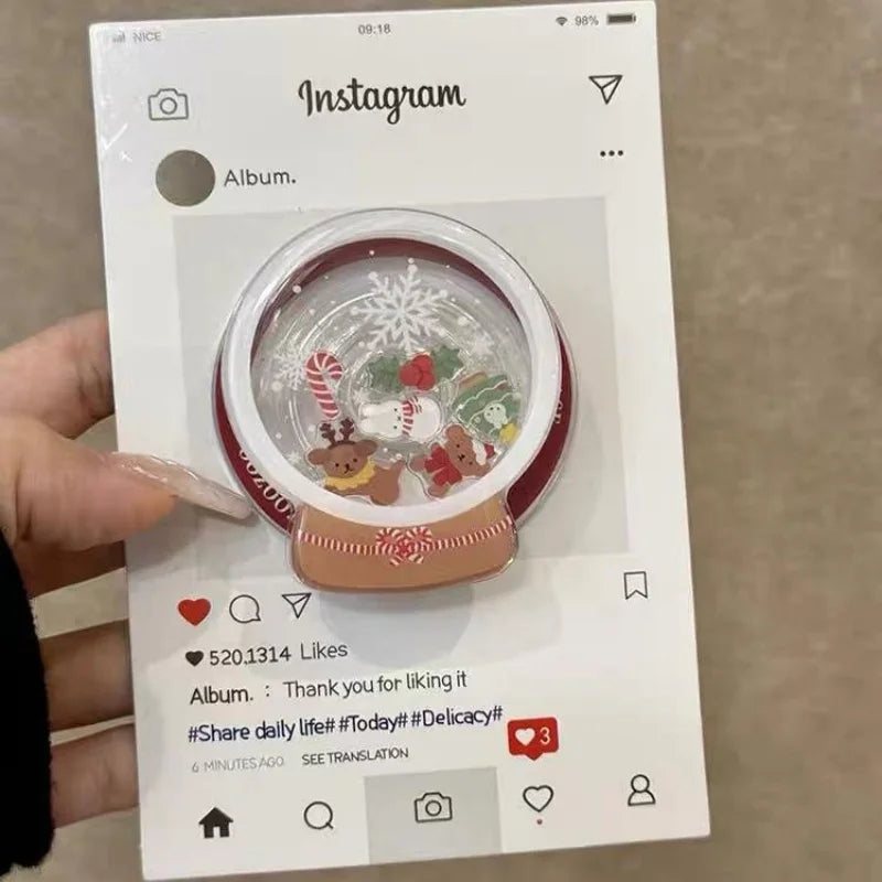 INS Korean Cute Snowflake Magsafe Griptok Magnetic Phone Stand Foldable Wireless Charger Case for IPhone 17Pro Xiaomi Christmas