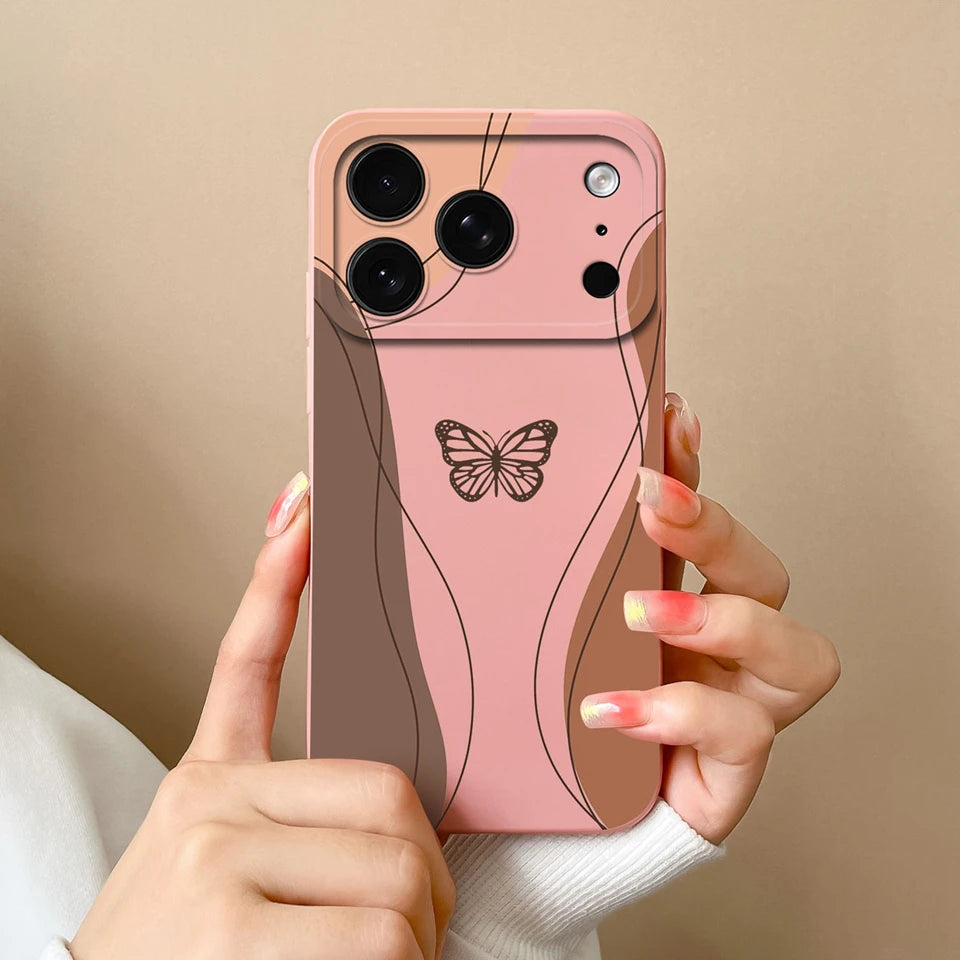 Case For iPhone17 17Air 17Pro 17ProMax Butterfly Love Heart Anti-fall Dustproof Trendy Housing For iPhone 17 Pro Max Funda Coque