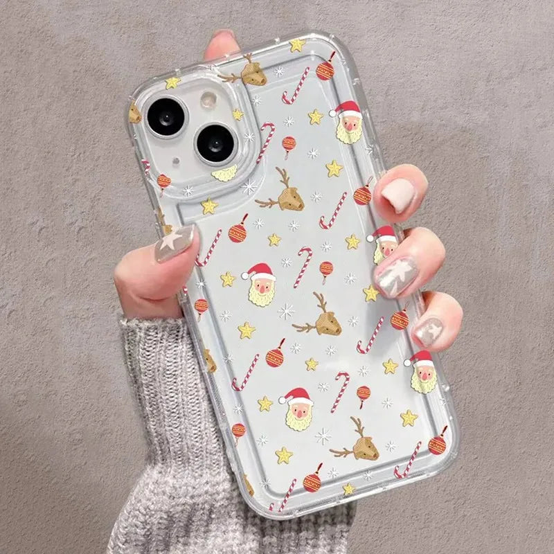 Winter Christmas Graphic Print Clear Case For iPhone 16 15 14 13 12 11 Pro Max 16E XS XR SE2 7 8 Plus SE2 SE3 Shockproof Cover