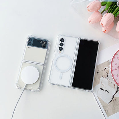 Magsafe Wireless Charging Case For Samsung Galaxy Z Fold 6 5 4 3 Z Fold3 Fold4 Fold5 Fold6 Transparent Shockproof Phone Cover