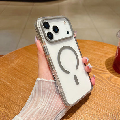 Luxury Transparent For Magsafe Wireless Charge Magnetic Case For iPhone 17/17AIR/17Pro/17 Pro Max Clear Shockproof Back Cover