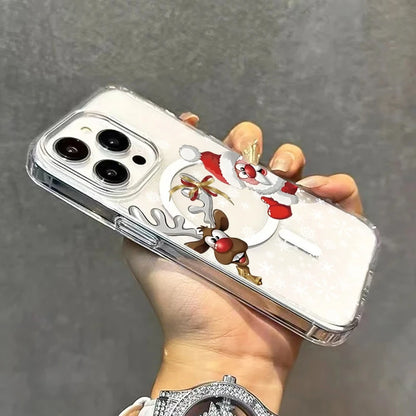 Magnetic Christmas Santa Reindeer Phone Case for For iPhone 17 Air 16 15 14 13 12 11 Pro 16E 17Air XR 7 8 Plus Acrylic Cover
