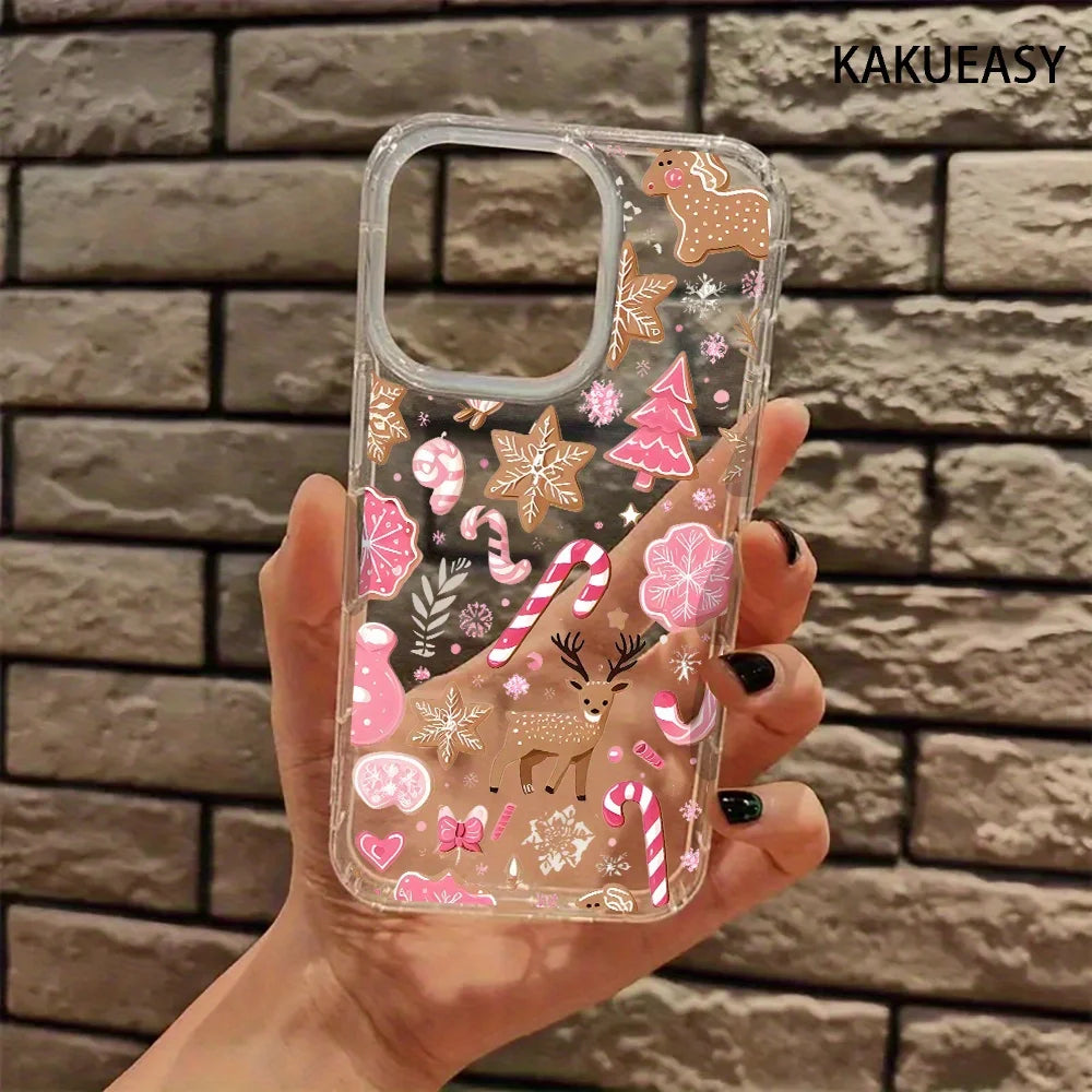 Deer Christmas gift for you romantic aesthetic transparent autumn phone case for iPhone17 16, 15 14 13 Pro Max