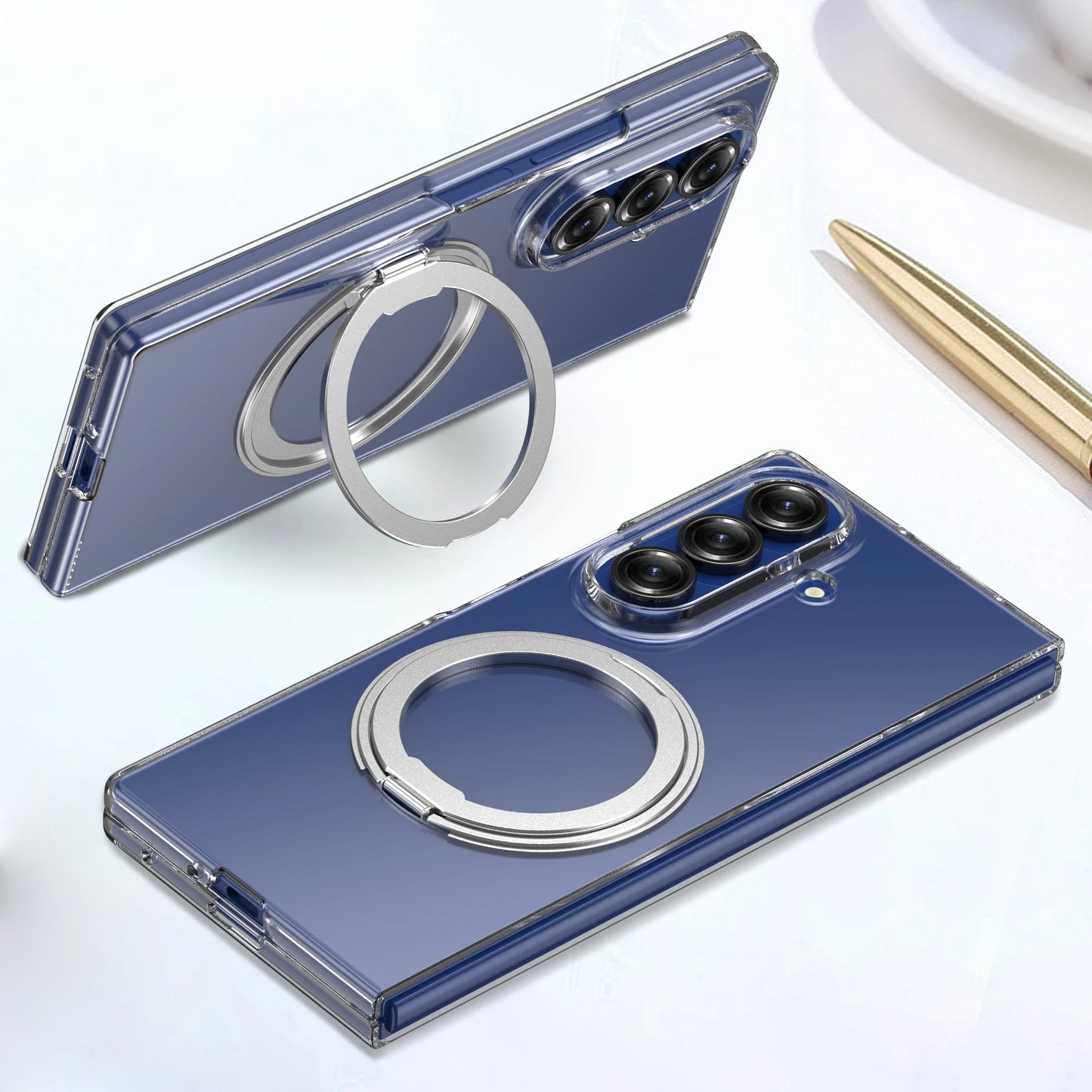 For Samsung Galaxy Z Fold 7 6 Case Protective Clear Magsafe Holder Anti-Scrach Back Cover