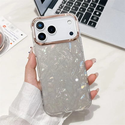 Luxury Dreamy Plated Shell Pattern For iPhone 16 Pro Max 15 14 17 Air 13 12 11 Plus Transparent Shockproof Protection Box