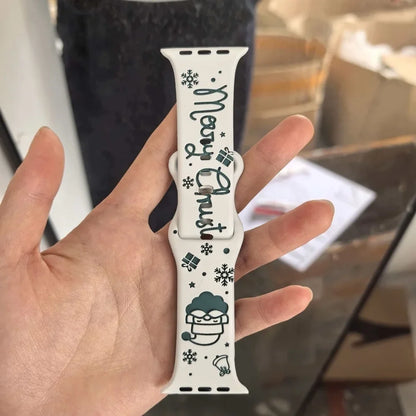 Silicone Christmas Band for Apple Watch Ultra 3-2 Strap 49mm 46mm 41mm 42mm 44mm 45mm Sport Bracelet for iWatch 11 10 9 8 7 6 5