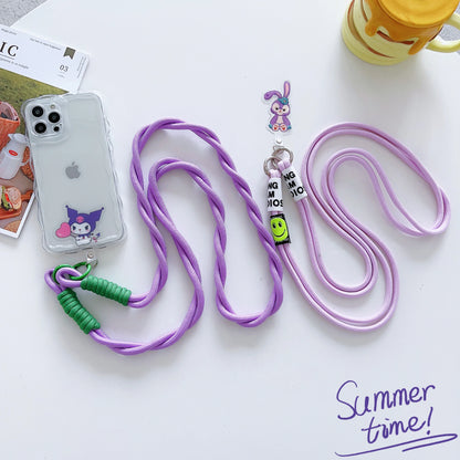 New colorful woven cartoon lanyard mobile phone lanyard wrist strap Crossbody rope anti-loss rope key bag multi-purpose lanyard