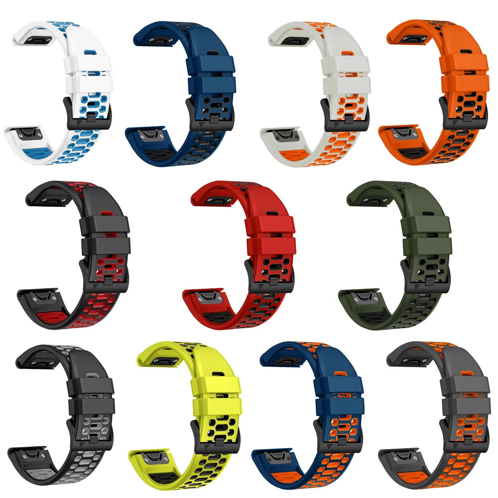 QuickFit 22mm 26mm Sport Breathable Silicone Strap For Garmin Fenix 7X 7 Pro 6X 6 5 5X Plus/Epix 2 47mm 51mm Bracelet Watchbands