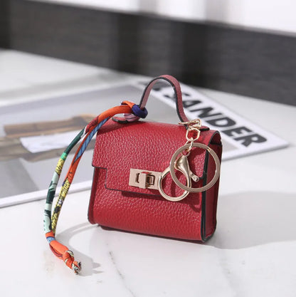 Luxury Fashion Mini Headphone Bag For Airpods 4 3 2 Pro 2 Galaxy Buds 3/3Pro Leather Purse Pendant Mini Keychain