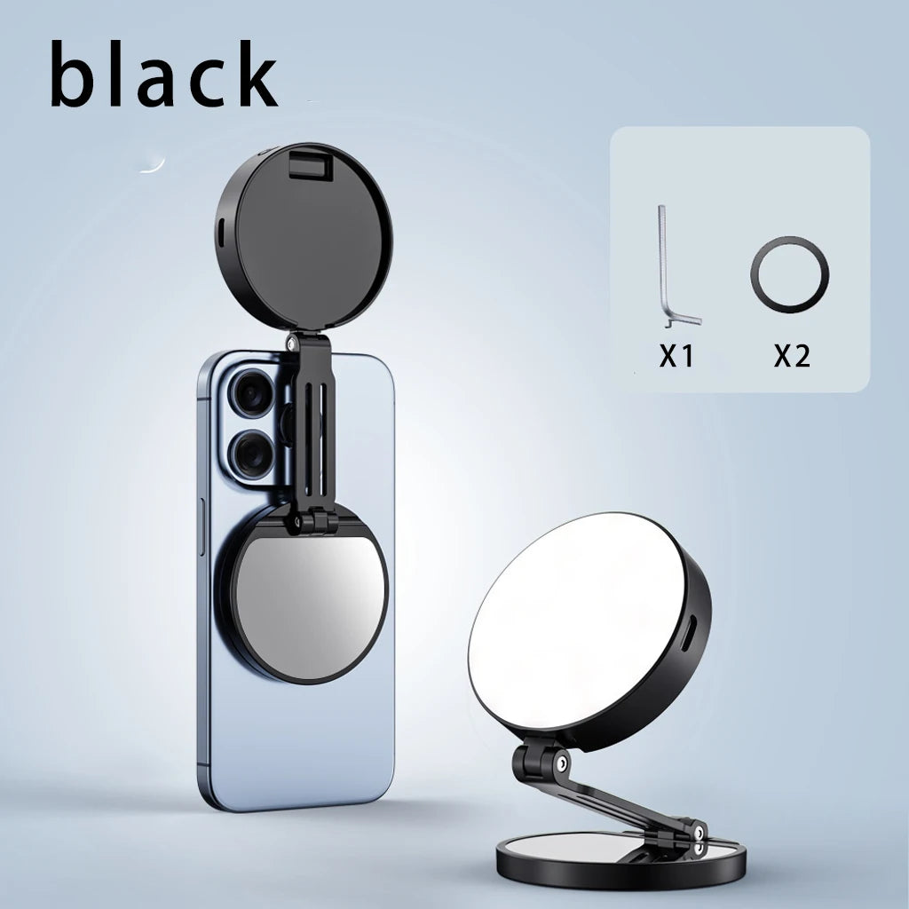 Magnetic Selfie Light Compatible with MagSafe iPhone,CRI95 700lx/0.3m Folding LED Phone Fill Ring Lighting with