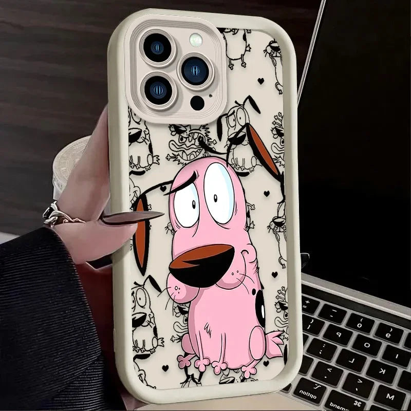 Courages Cowardly Dog Phone Case For iPhone 16 15 14 13 12 11 Pro Max X XS X S Max XR SE 2020 7 8 Plus Soft Silicone Back Funda