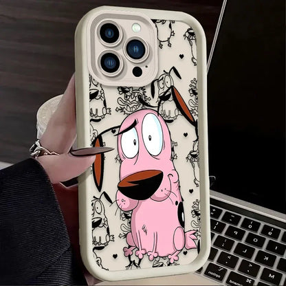 Courages Cowardly Dog Phone Case For iPhone 16 15 14 13 12 11 Pro Max X XS X S Max XR SE 2020 7 8 Plus Soft Silicone Back Funda