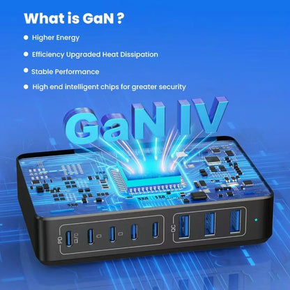 New 300W 8-port fast charging station type-c charger Multi-port USB mobile phone charger Convenient charger Home Office Travel