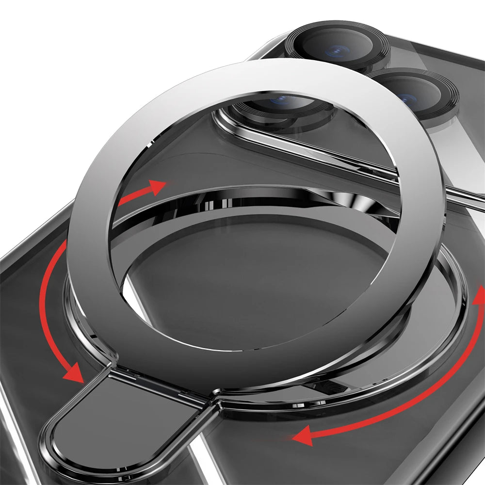 Plating Magnetic Ring Stand Case For iPhone 17 Air 17 Pro Max Case Shockproof Wireless Charging For Magsafe Shockproof Cover