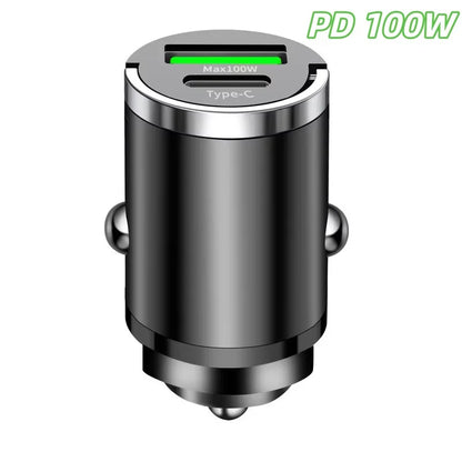 USB Type C Car Charger Max 100W Mini Car Charger Fast Charging Head Dual-Port Mobile Phone Car Charger For Xiaomi Samsung Huawei