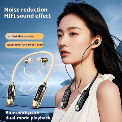 Sports Car Shape Stereo Sound Neckband LED Display Wireless Bluetooth Headphones Magnetic in-ear Headsets Sports Gamer Earphones