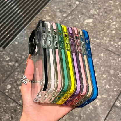 Luxury Transparent Airbag Phone Case For iPhone 16 15 ProMax 14 16 Plus 13 12 Pro Max 11 Contrasting Bumper Shockproof TPU Cover