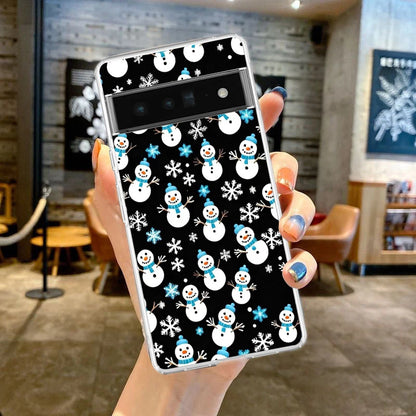 Phone Case For Google Pixel 9 8 7 6 9A 8A 7A 6A 5 4 5A 4A 3A Pro XL Soft Clear TPU Transparent Cover Cartoon Christmas