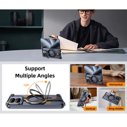 Eary for Google Pixel 10 Pro Fold Case Aluminum Metal Phone Cover With 360°Rotation Stand Magnetic Original Feel Drop Protection