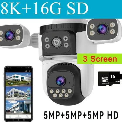 10K 20MP Four Screen Outdoor WiFi Cam PTZ 5X Zoom Night Vision Four Lens 10K Wireless CCTV Surveillance Cam Security Protection
