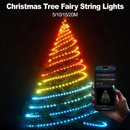 Smart RGB LED Strip Light 20M Fairy String Lights W/ APP Control Music Sync 12 Modes USB Powered for Xmas Home Decor