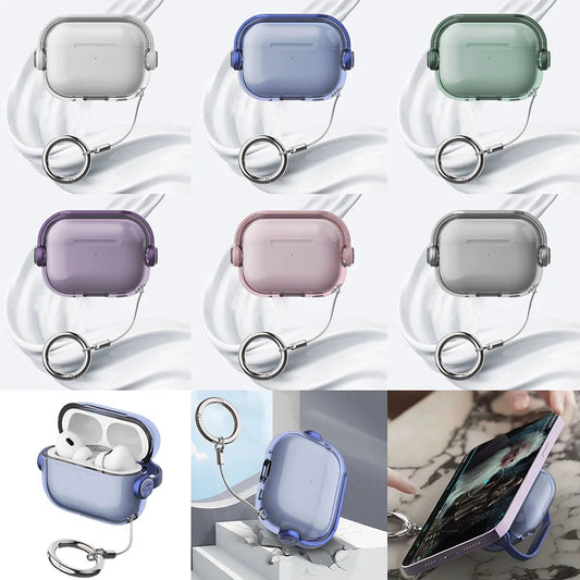 New Music Holder Cover For AirPods 4 Pro 2 AirPods Pro3 Pink Clear Bluetooth Earphone Cases For AirPods 2 3 Funda With Keychain