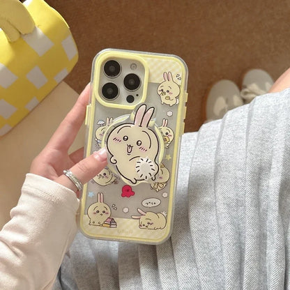 Cute Cartoon Japan Anime Chiikawa Magnetic Grip Holder Magsafe Wireless Charge Phone Case For iPhone 16 15 14 13 Pro Max Cover