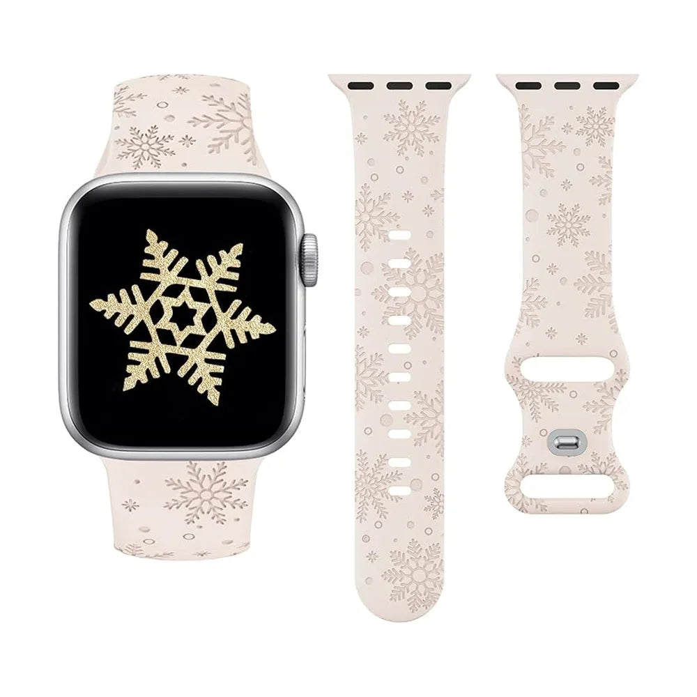 Christmas Engraved Strap For Apple Watch Band 49mm 46mm 45mm 44mm 42mm 40 41 Bracelet correa IWatch Series 11 10 SE 9 8 7 Ultra