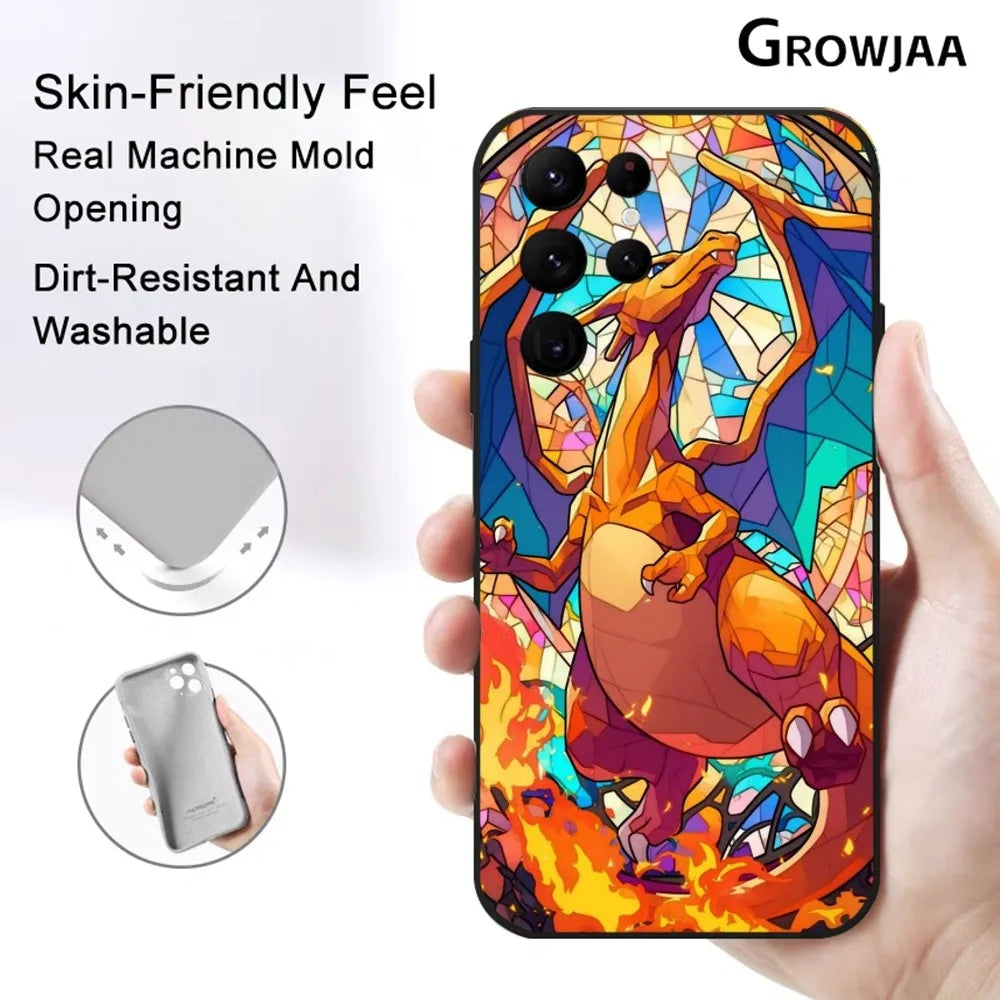 Charizard Crush Cool Cute Phone Case For Samsung Galaxy S25 S24 S22 S23 Ultra S21 S20 Plus 5G Protective Silicone Funda
