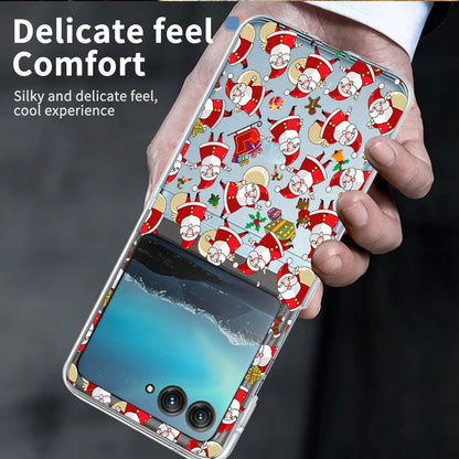 Christmas Phone Case For Motorola Razr 50 40 Ultra Razr 60 Ultra 50 40 Clear Hard PC Folding Shockproof Snowman Patterned Cover