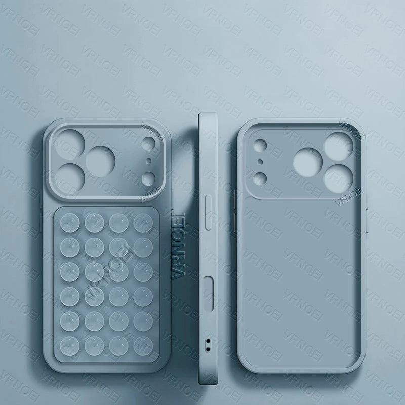 Fashion 2IN1 Suction Cup Bracket Lens Protection Phone Cases For iPhone 17 16 13 11 14 15 12 17 Pro Max Case Phone Accessories