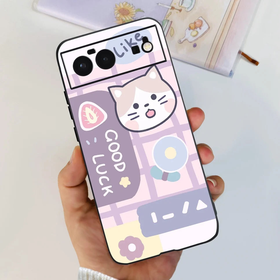 For Cover Google Pixel 6 Case Cute Cat Cartoon Bumper Back Shockproof Soft TPU Case For Google Pixel 6A 6PRO Pixel 6 Phone Cases