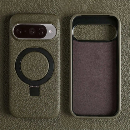 Magnet Ring Stand Phone Case For Google Pixel 10 Pro 9Pro 8A 7Pro 6pro 5A Cover Genuine Leather Case Magnetic Back Cover Cases