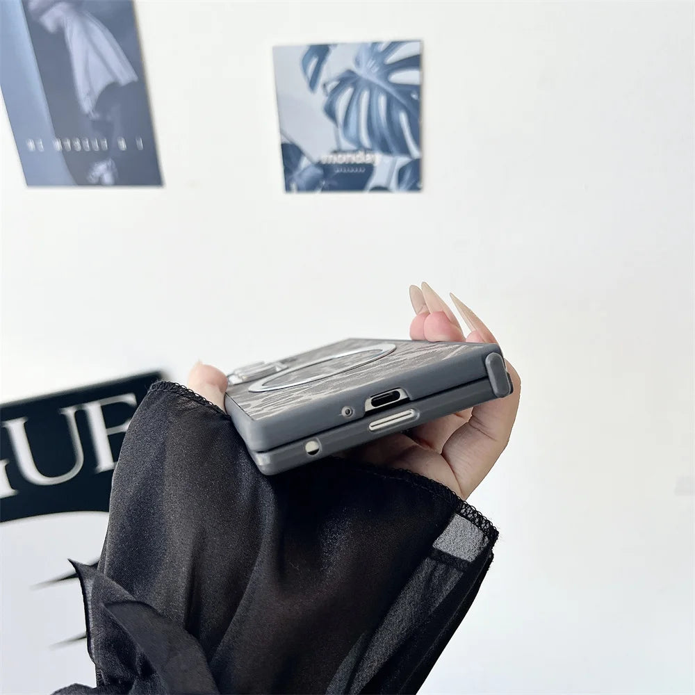 Luxury Gradient Leopard Pattern For Magsafe Magnetic Phone Case for Samsung Z Fold 7 6 5 4 3 Wireless Charging Protective Cover