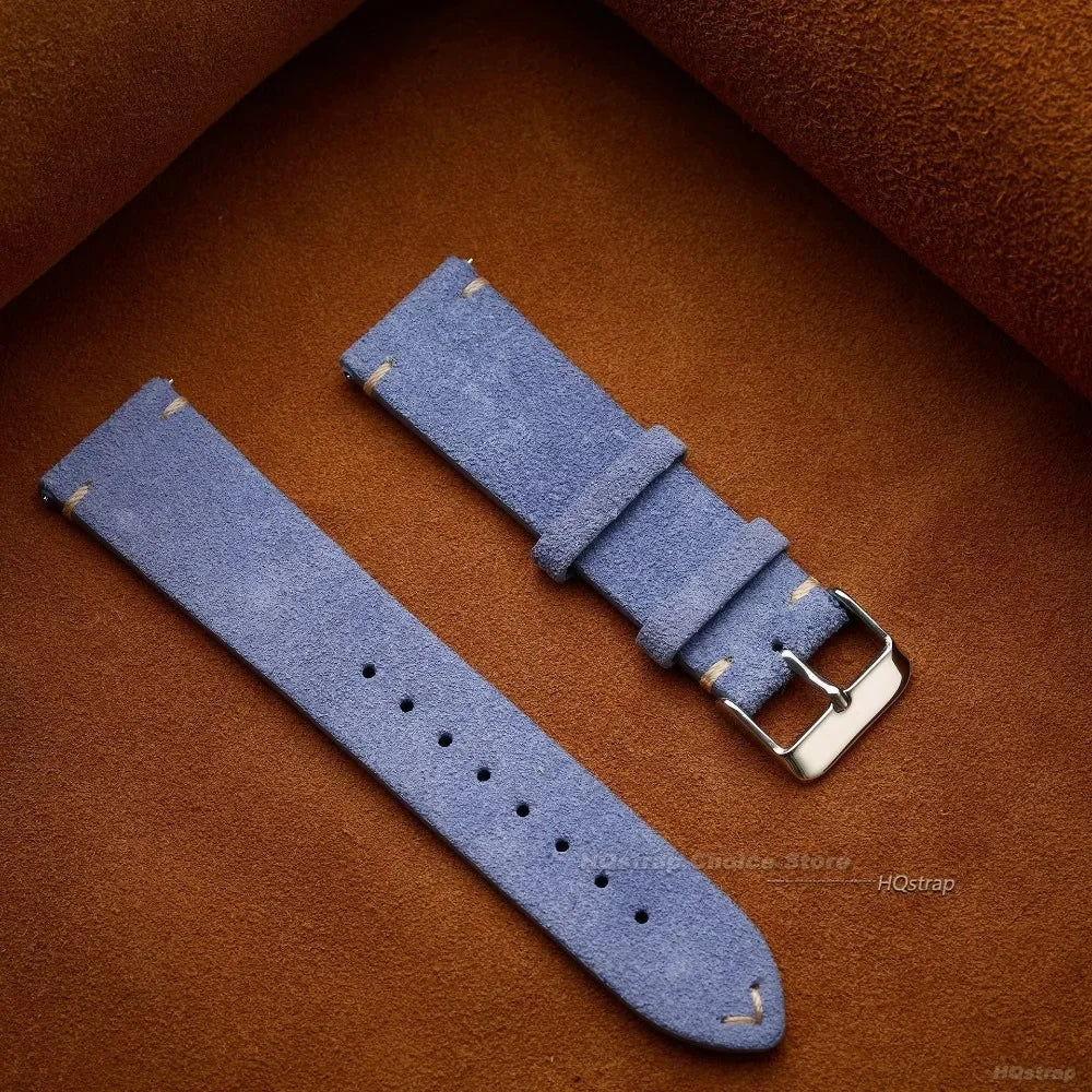 Quick Release Soft Suede Strap 22mm 18mm 20mm for Samsung Watch6 5/4/3 Calfskin Bracelet for Women Men Wristband Hand Sewn Band