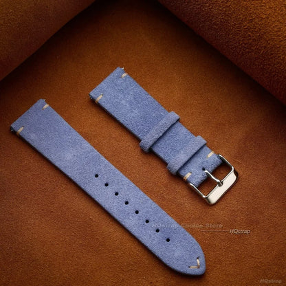 Quick Release Soft Suede Strap 22mm 18mm 20mm for Samsung Watch6 5/4/3 Calfskin Bracelet for Women Men Wristband Hand Sewn Band