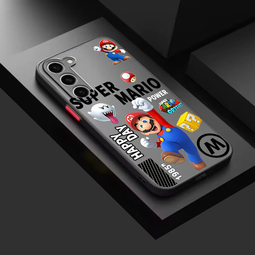 Supers M-Marios Cool Art Frosted Translucent For Samsung Galaxy S24 S23 S22 S21 S20 FE S10 S9 S8 Plus Ultra Pro 5G Funda