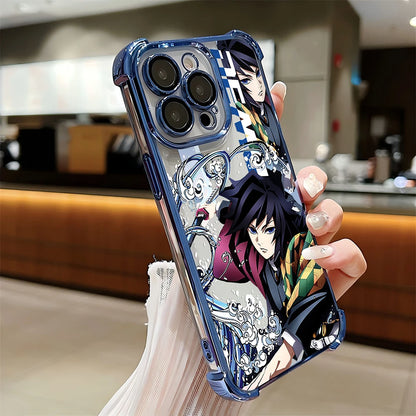 Anime Demon Slayer Plating Case For Samsung S25 S24 S23 S22 S21 S20 FE Note20 Plus Ultra 4G 5G Anti Fall Airbag Back Cover